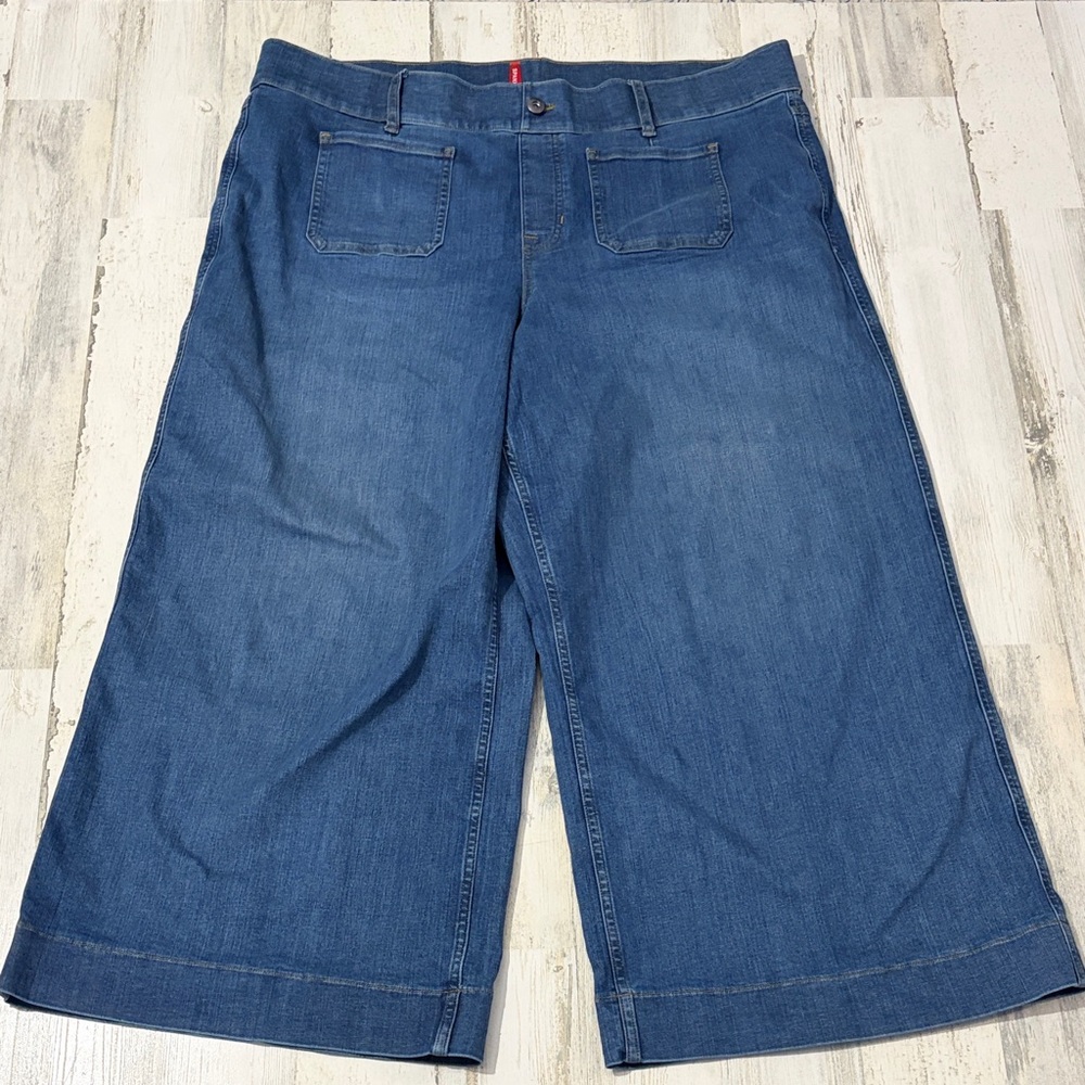 SPANX Every wear Cropped Wide Leg Denim Jeans With Patch Pockets Size 3X - Picture 3 of 12